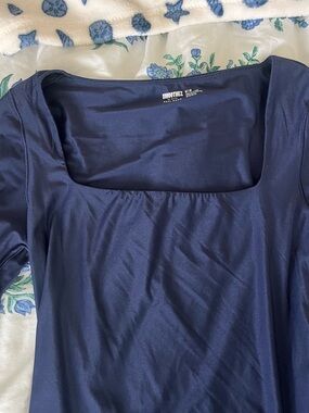 aerie Navy Square-Neck Short Sleeve Top
